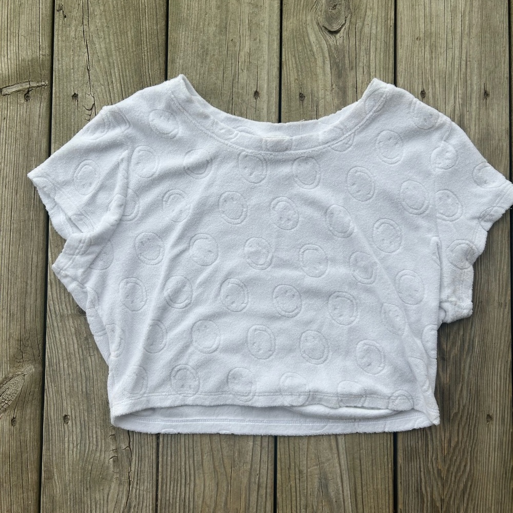 Aerie Offline White Textured Crop Top L